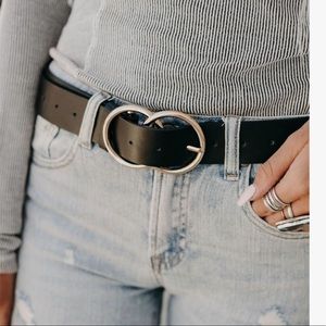 Double Loop Black Leather Belt